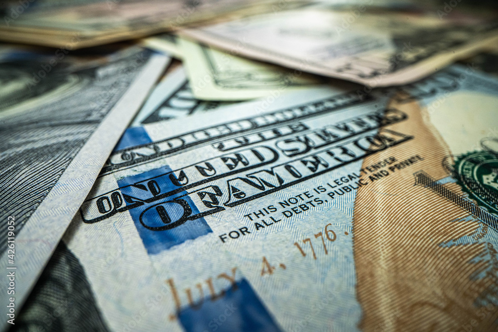 Obraz premium American dollar currency. Financial trade concept. Macro shot