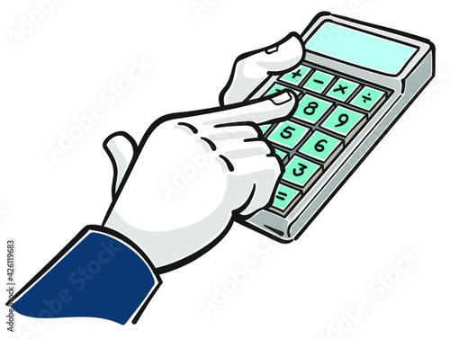 Hand on calculator