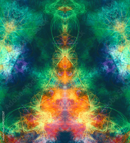 Schilderij op canvas Iridescent symmetry painting summer background Abstract modern artwork Psychedelic texture backdrop