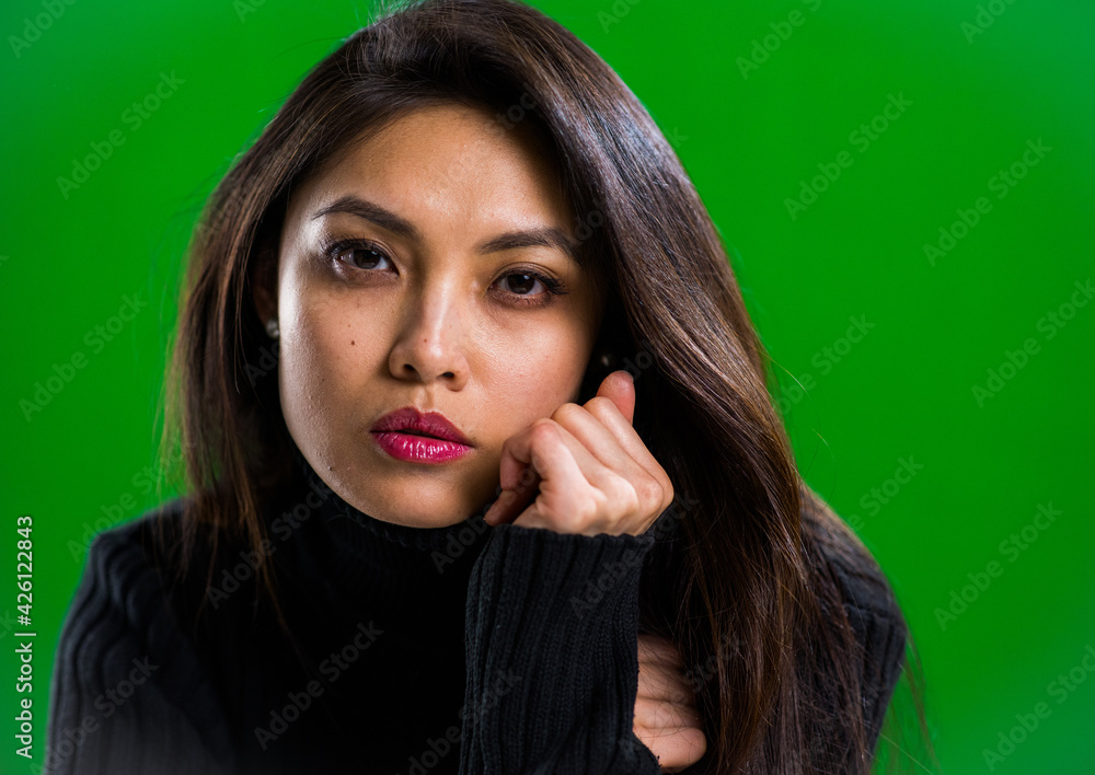 Portrait of a young Asian woman in close-up - studio photography Portrait of a young Asian woman in close-up - studio photography