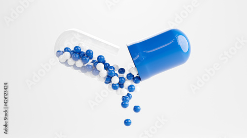 3d render of opened capsule for medical photo