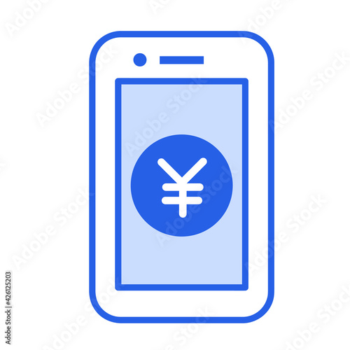 イラスト素材：スマホ　お金　電子マネー　支払い　￥