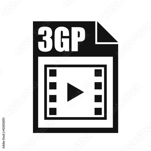 3GP File Icon, Flat Design Style photo