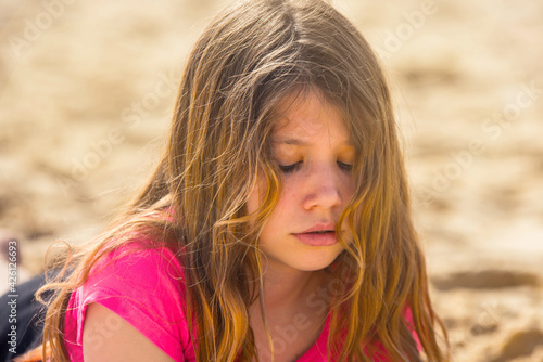 beautiful portrait of a girl on the beach