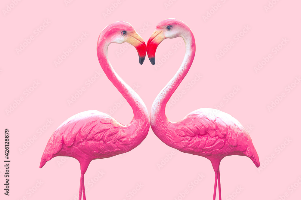 Fototapeta premium two flamingos in love