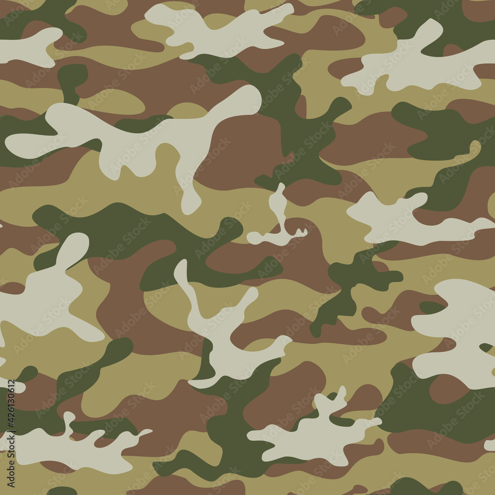 Fototapeta premium Camouflage light pattern seamless, vector illustration. Army background