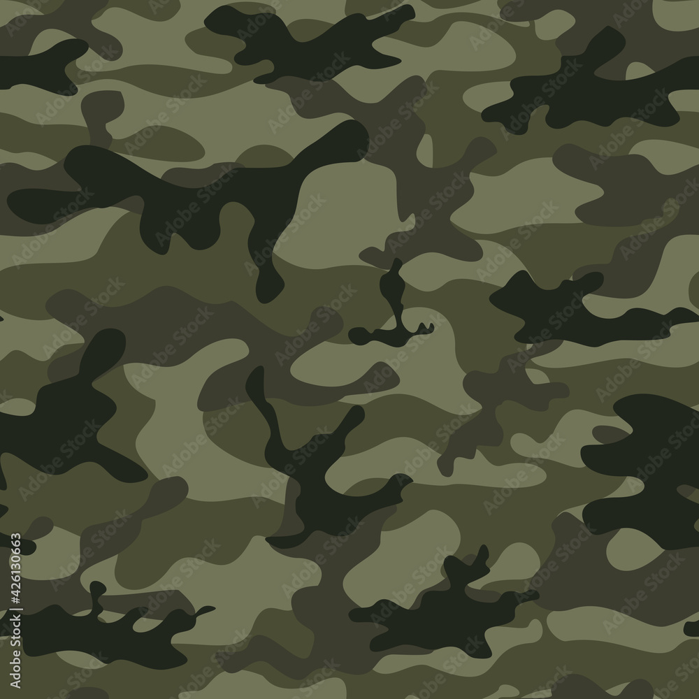 Khaki camouflage seamless vector pattern, military texture for printing.
Khaki camouflage seamless vector pattern, military texture for printing.