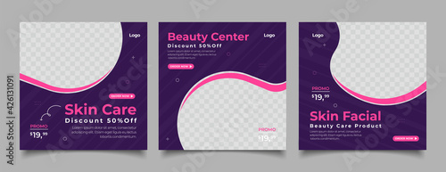 Beauty Center Makeup Social media post Banner Square Flyer Template Design
