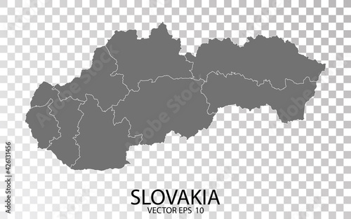 Transparent - Grey Map of Slovakia. Vector Eps 10.