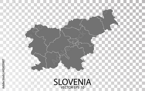 Transparent - Grey Map of Slovenia. Vector Eps 10.