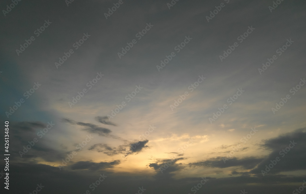 Beautiful sky background with clouds, sunset scenery view, weather conditions, nature photography Beautiful sky background with clouds, sunset scenery view, weather conditions, nature photography