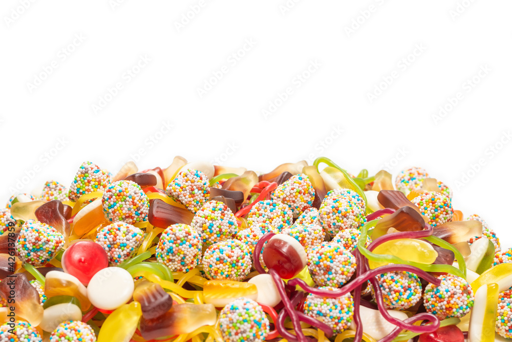 Tasty jelly sweets. Top view.