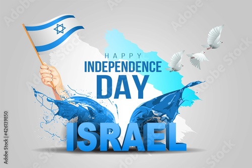 happy independence day Israel. stylish 3d letter with Israel flag. vector illustration design