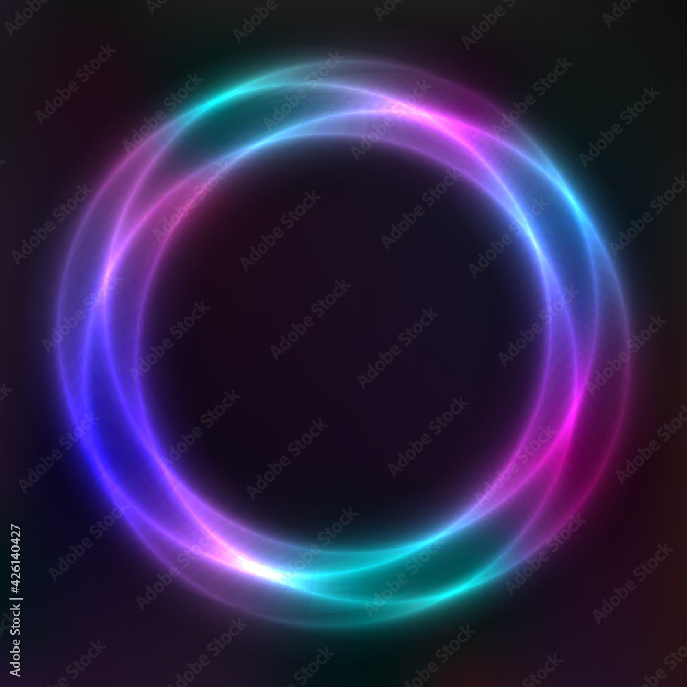 Vector background of neon geometric shapes, round frame, abstract background, wallpaper Vector background of neon geometric shapes, round frame, abstract background, wallpaper