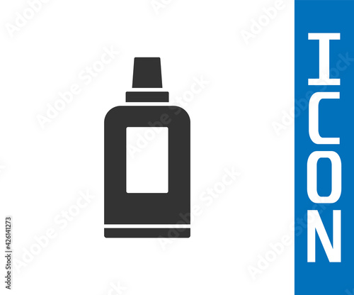 Grey Plastic bottle for laundry detergent, bleach, dishwashing liquid or another cleaning agent icon isolated on white background. Vector