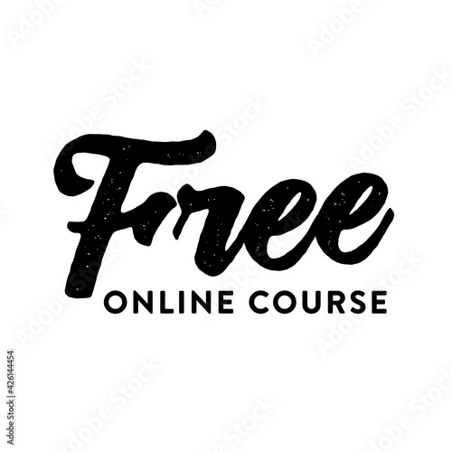 Free Online Course Text, Giveaway Course, Free Training Course, College Education, Learning Course Logo, Vector Illustration Background