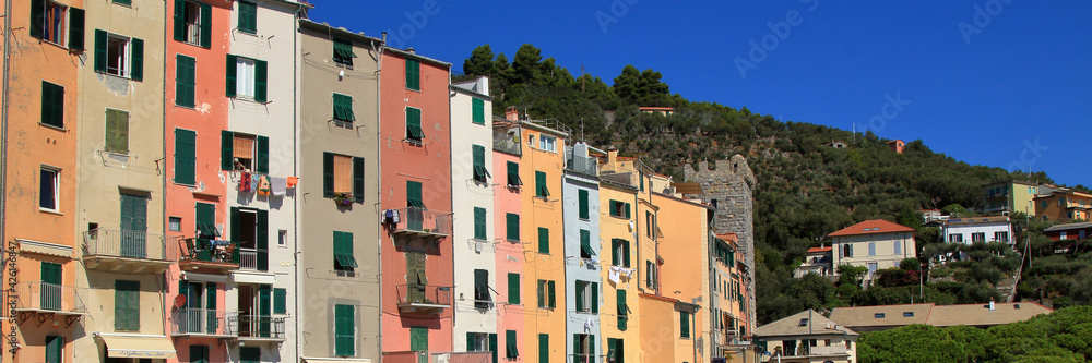 landscape of a typical ligurian town during summer, Five Lands, Italy