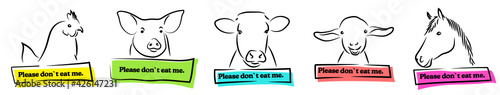Please dont eat me / Bitte iss mich nicht - GoVegan Kontur Zeichnungen Vektor Grafik
