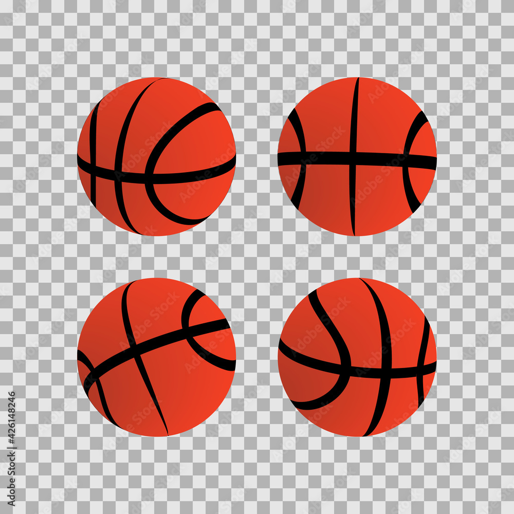 Basketball balls on transparent background. Flat. Vector illustration