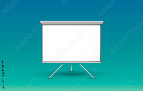 Scene presentations board, table white display. Vector