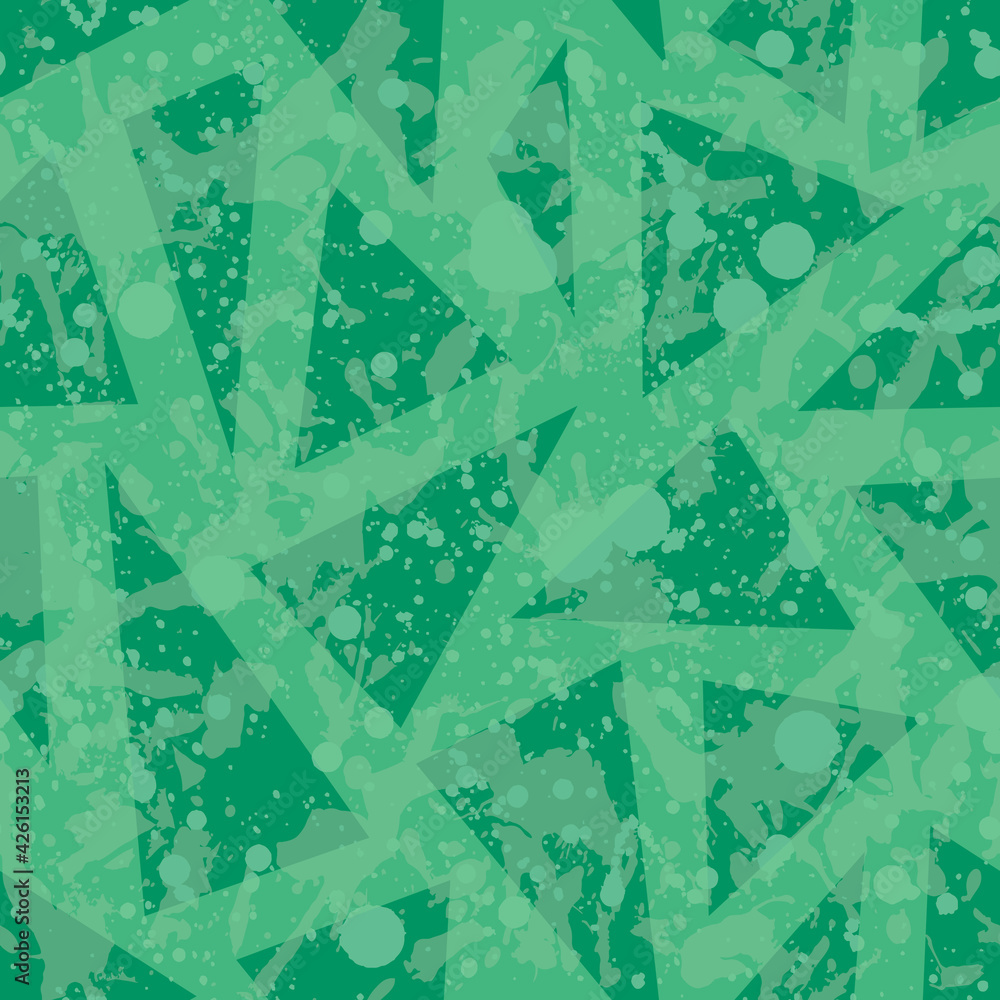 Green abstract paints seamless pattern