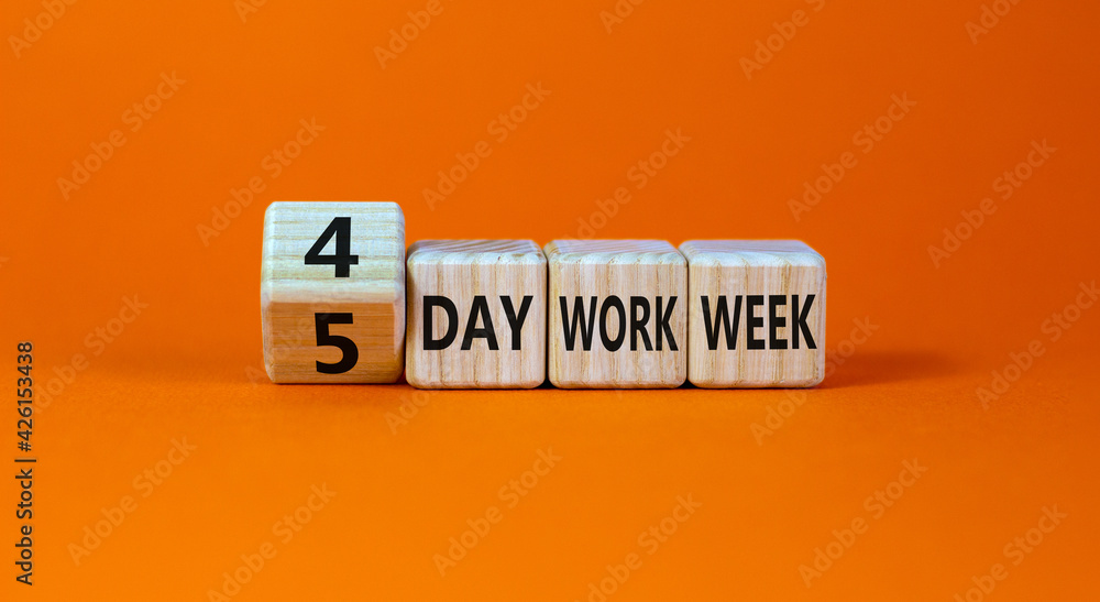 4 Or 5 Day Work Week Symbol Turned The Cube And Changed Words 5 Day 