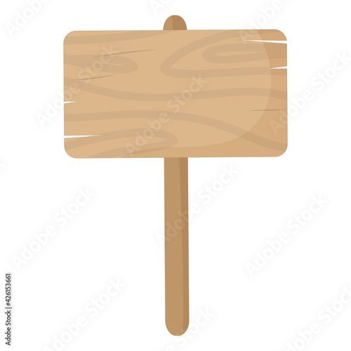 Wooden signboard in cartoon style. Vector illustration isolated on a white background.
