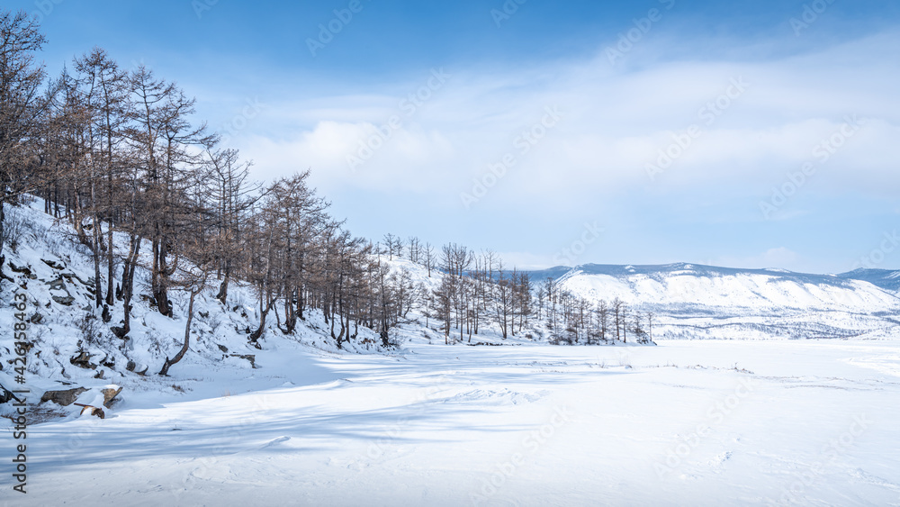 Wooded peninsula on Lake Baikal