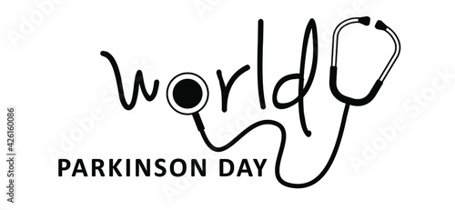 World parkinson day,  parkinson's disease symptoms. Vector sign, tulip symbol. Concept of amnesia and dementia disease and loss of brain function memories. Health symbol, neurology and mental problems