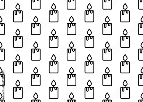 Linear candle on a white background. Seamless background.