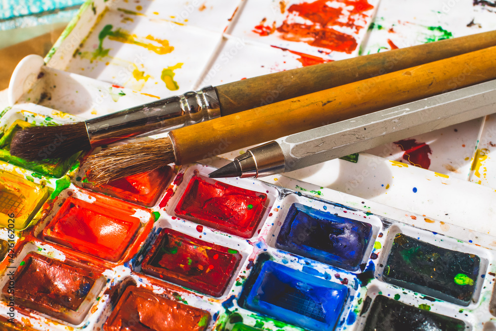 Obraz premium paints and brushes