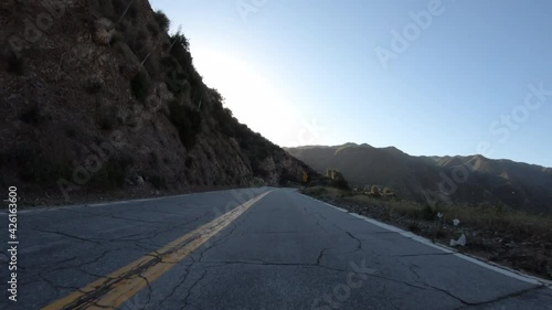 Time lapse driving point of view of Highway 39 and East Fork Road near Azusa in the San Gabriel National Monument area of Los Angeles County, California, USA. 
