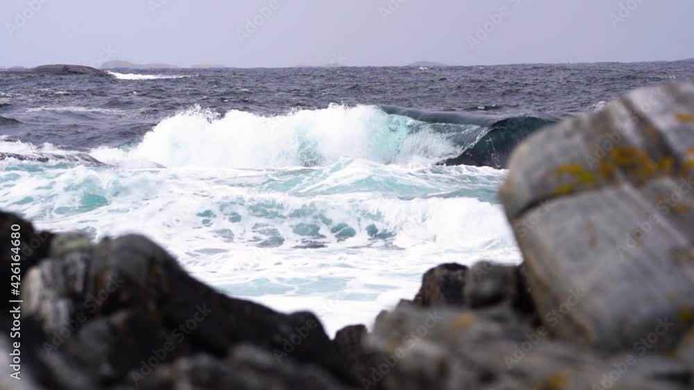 A breaking wave. Rough coastal scenery. Slow motion. A breaking wave. Rough coastal scenery. Slow motion.