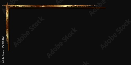 Gold or copper corners with a gold glitter effect on a dark background. Luxury vector premium design template. Vector.