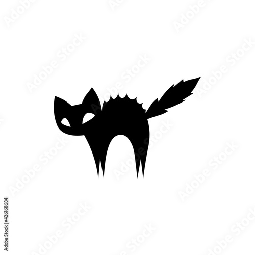 Black icon scared cat. Vector illustration eps 10