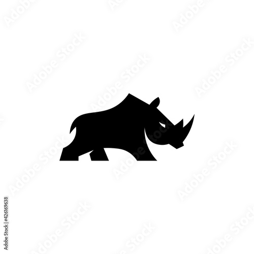 Black icon rhino sign. Vector illustration eps 10