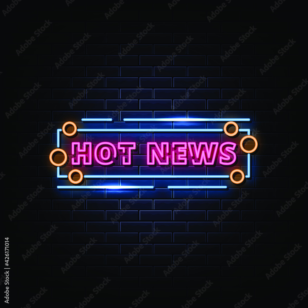 Hot News Neon Signs Style Text Vector