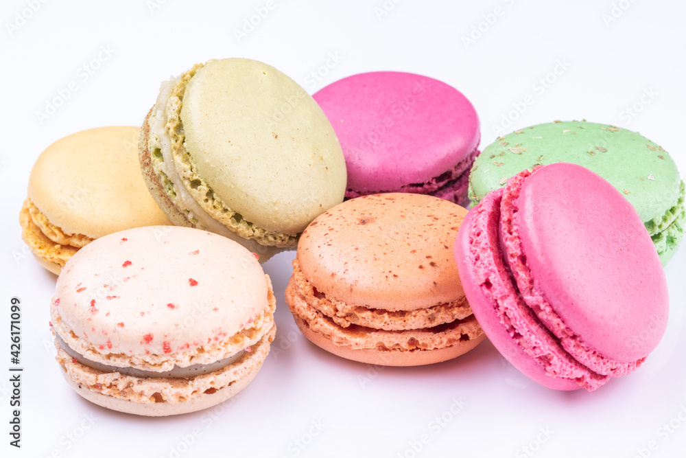 Macarons, fruit collection isolated on white background. Macarons, fruit collection isolated on white background.