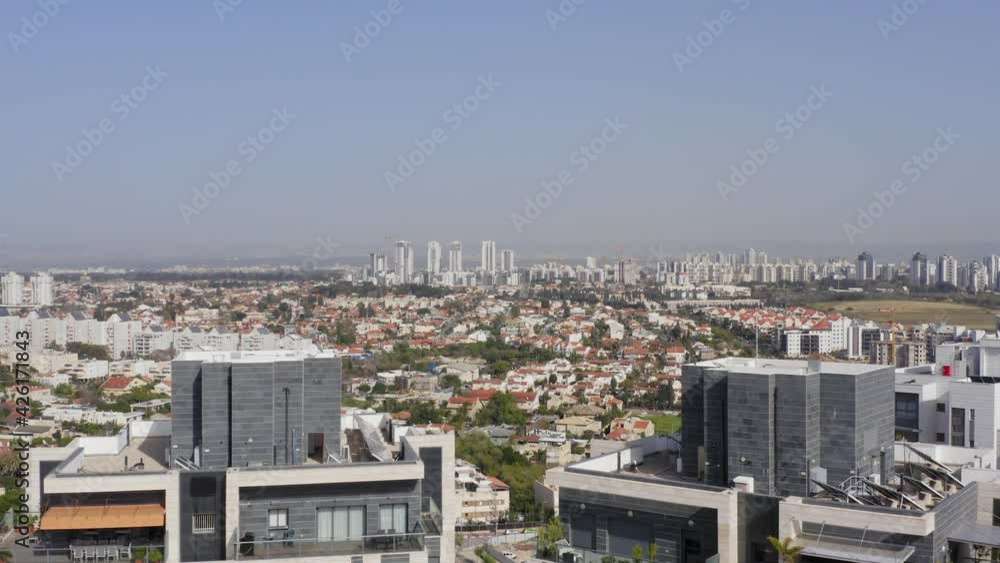 Aerial view of Rishon LeTsiyon skyline, a large city in Israel, South to Tel Aviv
Aerial view of Rishon LeTsiyon skyline, a large city in Israel, South to Tel Aviv