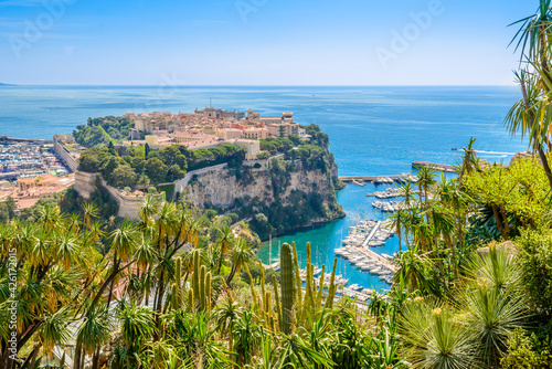 Fototapeta Naklejka Na Ścianę i Meble -  View of the rock and the village of monaco and monte carlo in the south of France