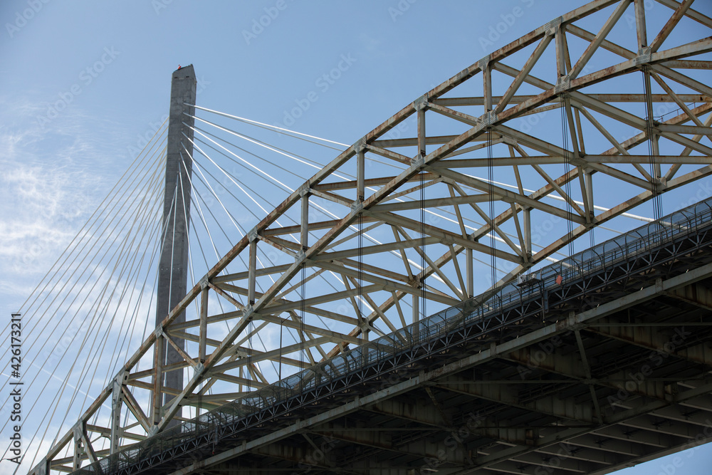 Day time view of bridges in Long Beach, California, USA.