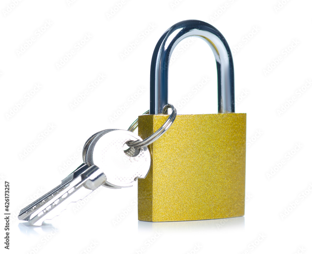 padlock with keys on white background isolation padlock with keys on white background isolation