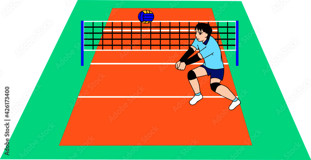 Fototapeta premium バレーボールのコートと選手