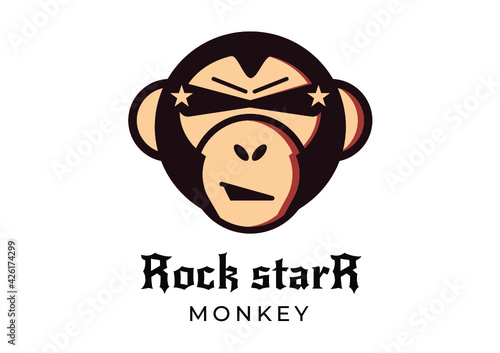 Monkey Face character head logo illustration