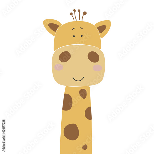 Abstract baby giraffe vector, boho baby animals, cute animal isolated, adorable giraffe for print, vector illustration