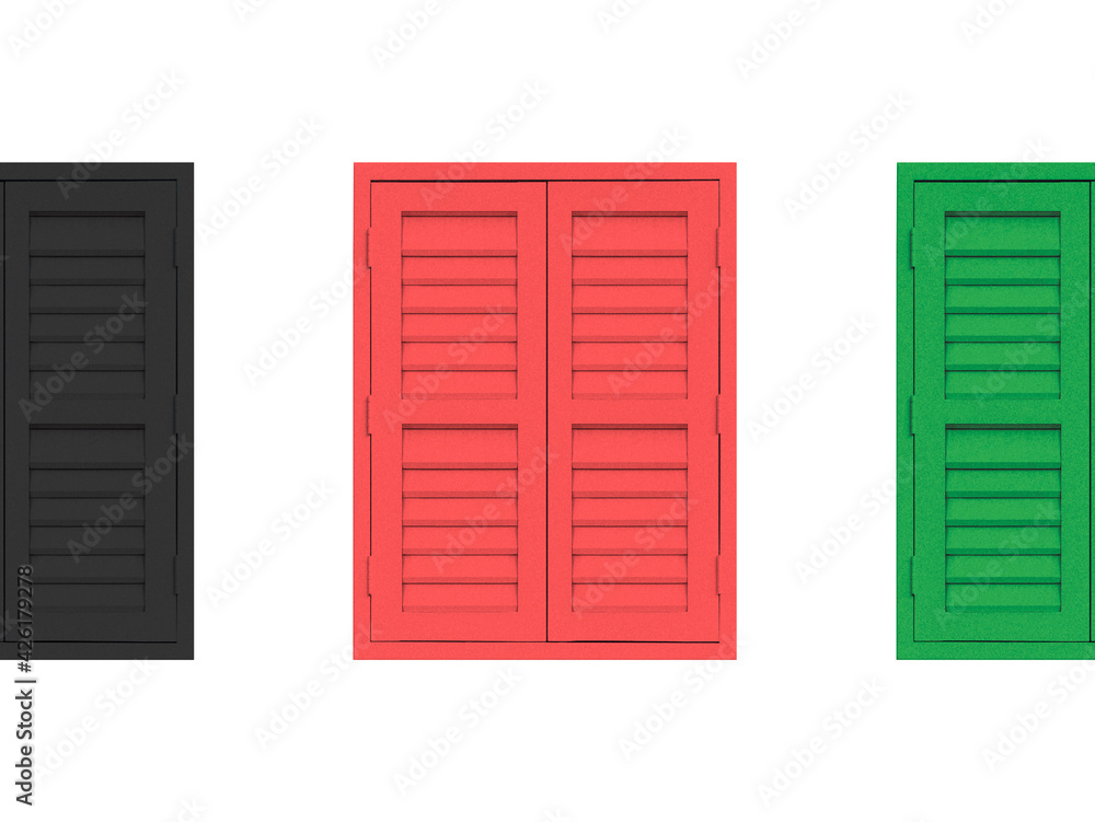Closed Windows with flags with white background Closed Windows with flags with white background