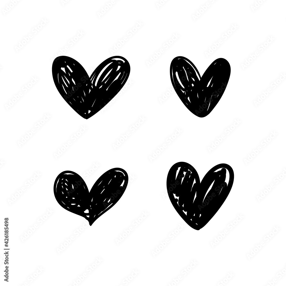 Heart doodles collection. Set of hand drawn hearts. Love symbol illustrations. Heart doodles collection. Set of hand drawn hearts. Love symbol illustrations.