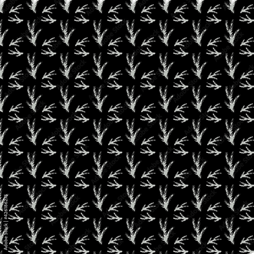 Pattern with hand drawn fir branches. The colors are black and white. Suitable for fabric textile, web, page. Pattern with hand drawn fir branches. The colors are black and white. Suitable for fabric textile, web, page.