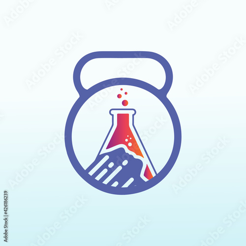 orthopedics lab with dumbbell and fitness icon vector logo design.