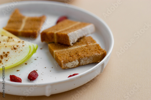 Natural organic apple marshmallow on the plate